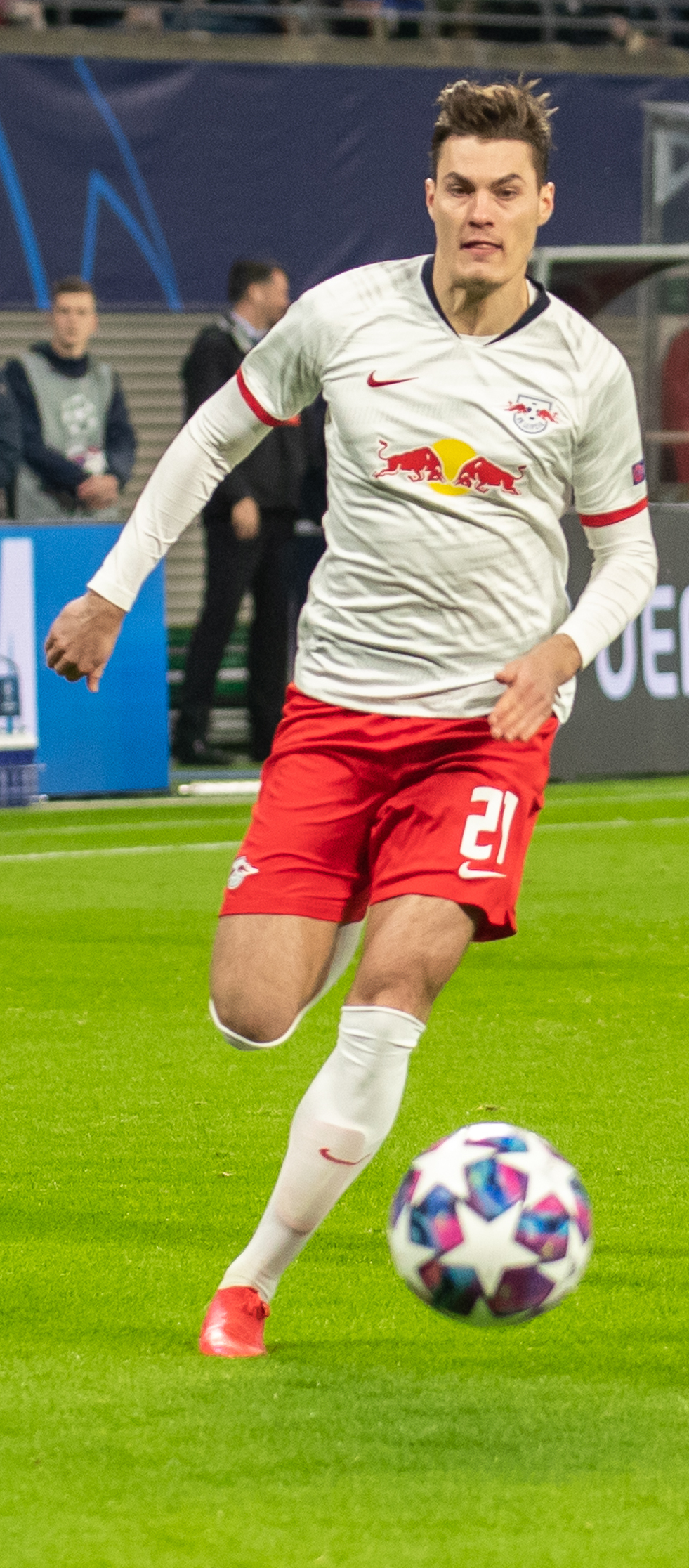 Patrik Schick trong một trận đấu Champions League Patrik Schick thi đấu cho RB Leipzig tại Champions League