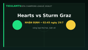 Nhận định Hearts vs Sturm Graz - TieulamTV
