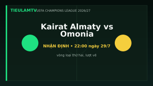 Nhận định Kairat Almaty vs Omonia - TieulamTV