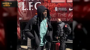 Ibrahima Konaté trong trang phục Liverpool trước trận gặp Fulham ngày 6/4/2025